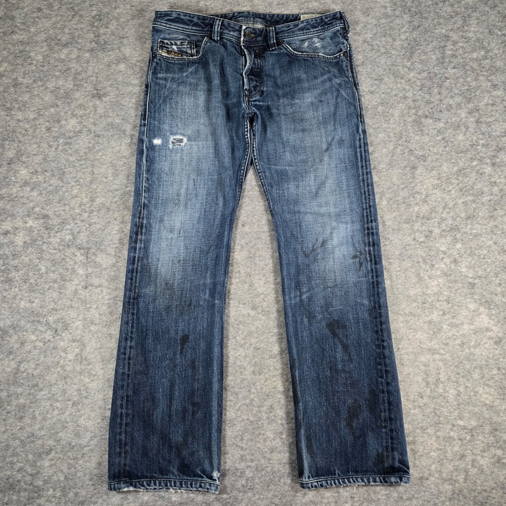 Diesel Safado Jeans Mens 32x32 Blue Good Distressed Oil Splatter Wash